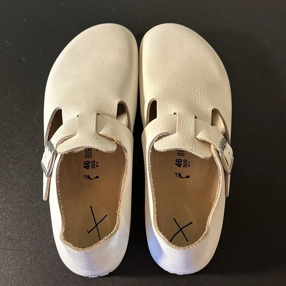 Birkenstock 46 N Men’s London Buckle Shoes Clog 13 US White White Made Germany